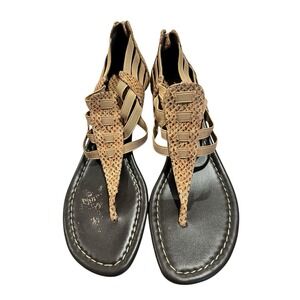 New Donald Pliner Deco Snake Women's 8 Stretch Thong Sandals Low‎ Wedge